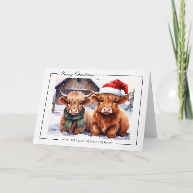 Tarjeta de Felicitación de Navidad de Vaca de las  (Anverso)