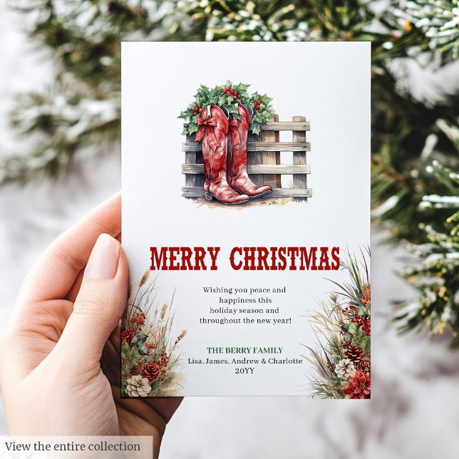 Tarjeta de felicitación de Navidad de vaquero Yule (Yuletide Yeehaw cowboy Christmas greeting card

)