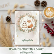 Tarjeta de Felicitación de Navidad de Zorro Boho -