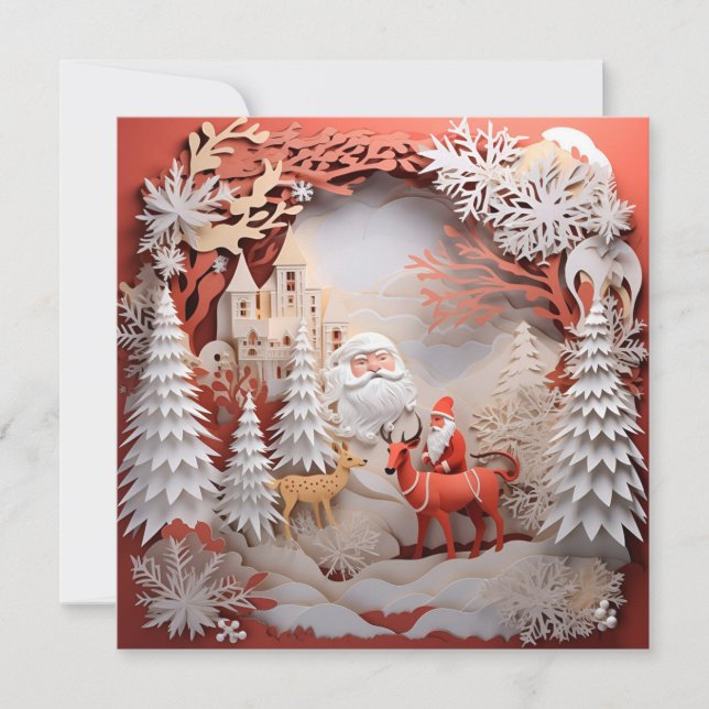 Tarjeta de felicitación de Navidad decorada con dí (Anverso)
