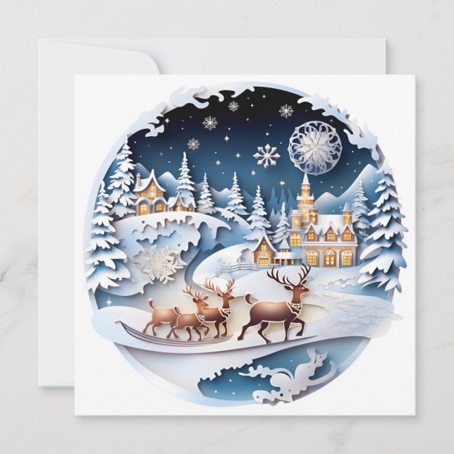 Tarjeta de felicitación de Navidad decorada con dí (Anverso)