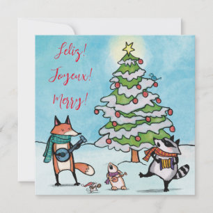 Tarjeta de Felicitación de Navidad del Bosque Capr