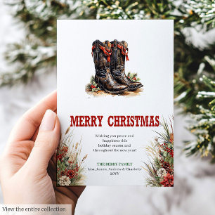 tarjeta de felicitación de Navidad del viejo oeste
