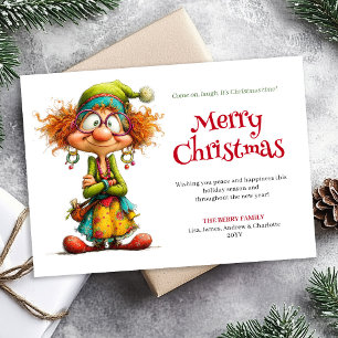 Tarjeta de Felicitación de Navidad Editable Mujer
