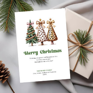 Tarjeta de felicitación de Navidad elegante verde 