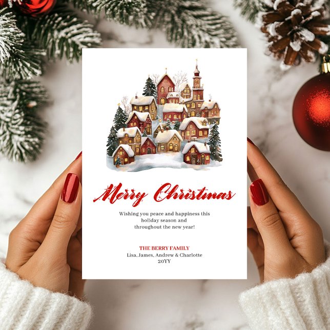 Tarjeta de Felicitación de Navidad Escena de Fiest (Simple Holiday Scene Christmas Greeting Card)