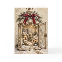 Tarjeta de Felicitación de Navidad - Escena Vintag