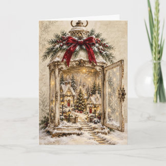 Tarjeta de Felicitación de Navidad - Escena Vintag