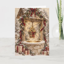 Tarjeta de Felicitación de Navidad - Escena Vintag