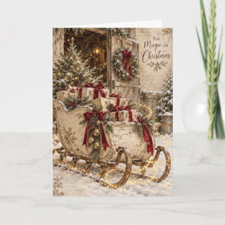 Tarjeta de Felicitación de Navidad - Escena Vintag