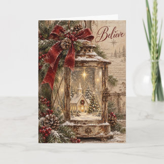 Tarjeta de Felicitación de Navidad - Escena Vintag