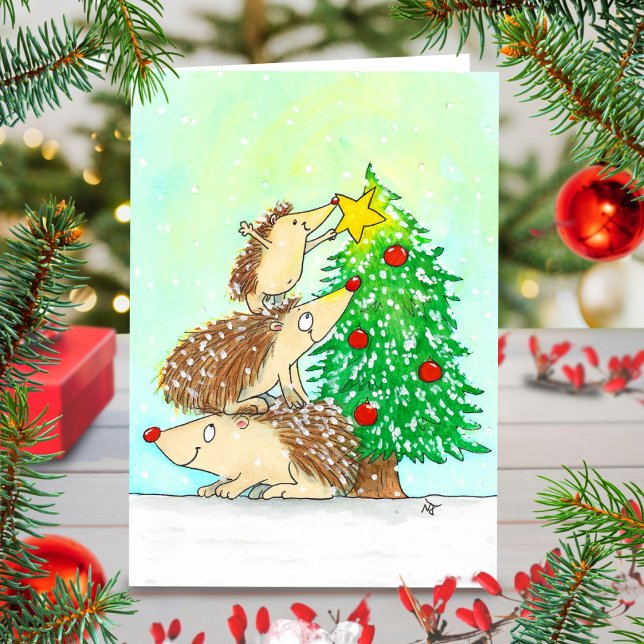 Tarjeta de felicitación de Navidad Hedgehog Merry  (Subido por el creador)
