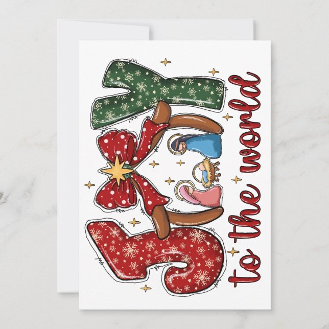 Tarjeta de Felicitación de Navidad Joy To World (Anverso)