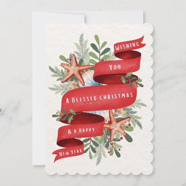 Tarjeta de Felicitación de Navidad Náutica (Anverso)