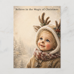 Tarjeta de Felicitación de Navidad Niño Reno Adora