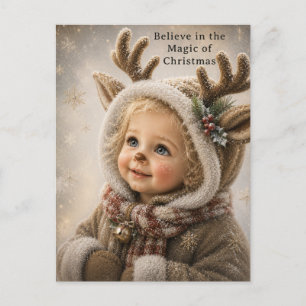 Tarjeta de Felicitación de Navidad Niño Reno Adora