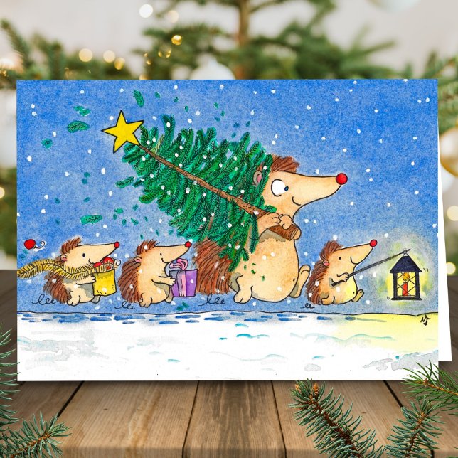 Tarjeta de felicitación de Navidad para erizos  (Subido por el creador)