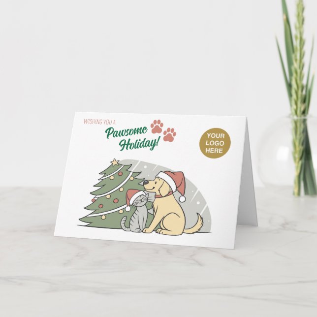 Tarjeta de Felicitación de Navidad Paws & Joy Pet  (Anverso)