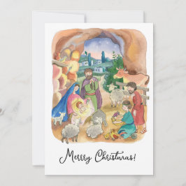Tarjeta de felicitación de Navidad, pequeño Jesús 