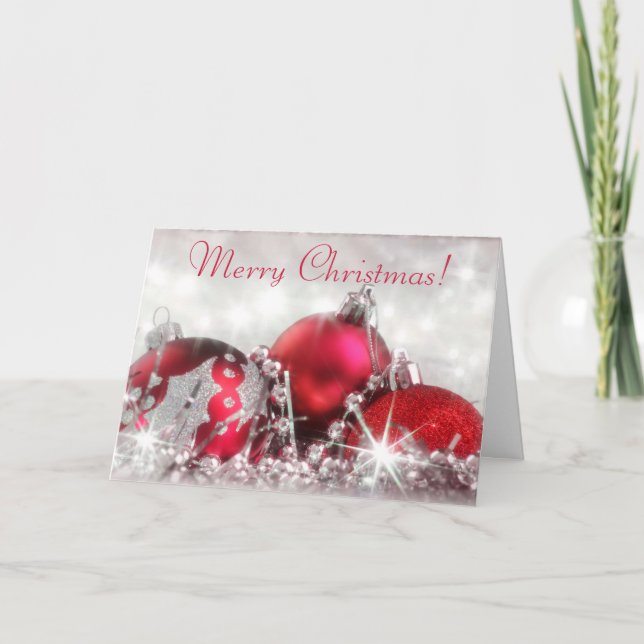 Tarjeta de felicitación de Navidad Red and Silver  (Anverso)