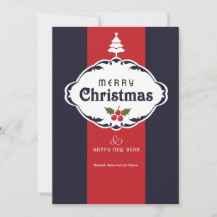 Tarjeta de Felicitación de Navidad Roja Blanca y A