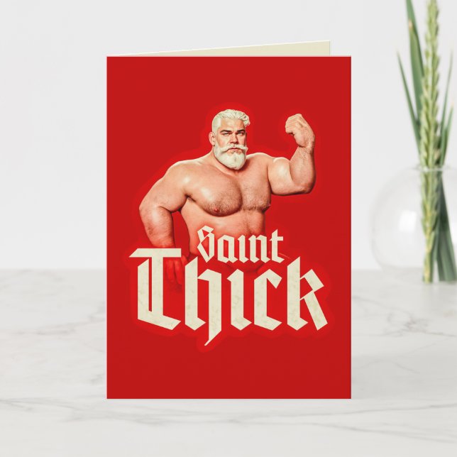 Tarjeta de Felicitación de Navidad Saint Thick (Anverso)