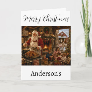 Tarjeta de Felicitación de Navidad Santa Cocinando