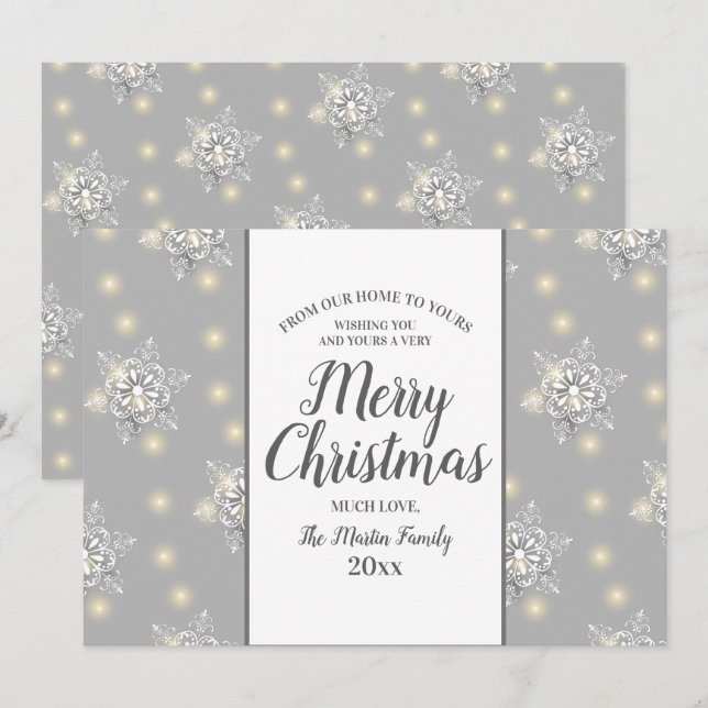 Tarjeta de felicitación de Navidad Silver Sparkle  (Anverso / Reverso)