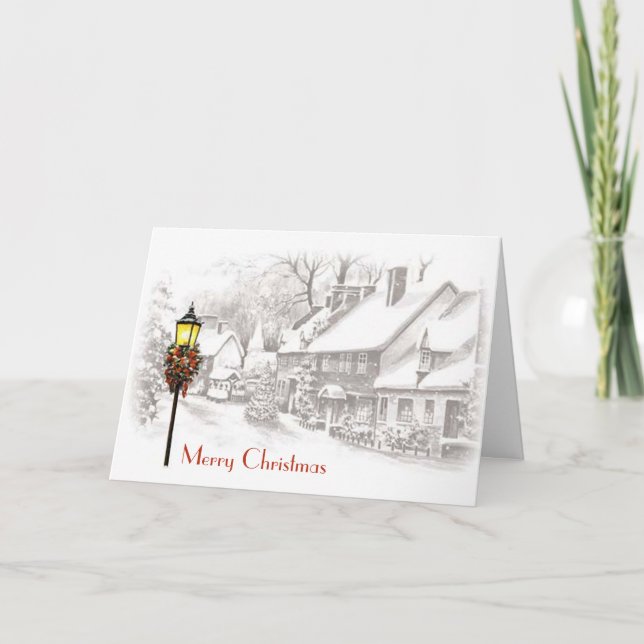 Tarjeta de felicitación de Navidad Town (Anverso)