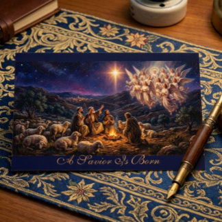 Tarjeta de Felicitación de Navidad: Un Salvador Ha