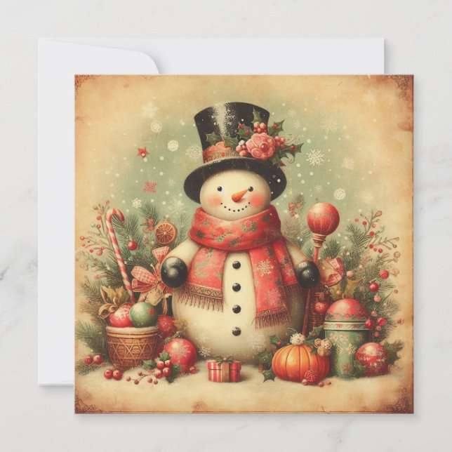 Tarjeta de Felicitación de Navidad Vintage (Anverso)