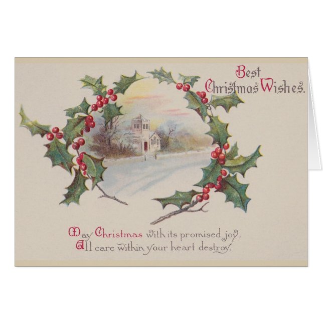 Tarjeta de felicitación de navidad vintage (Anverso (Horizontal))