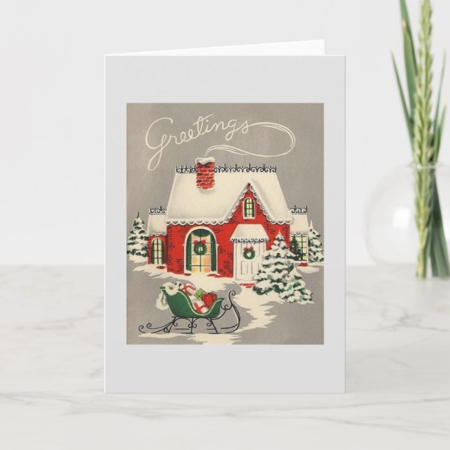 Tarjeta de felicitación de navidad vintage (Anverso)