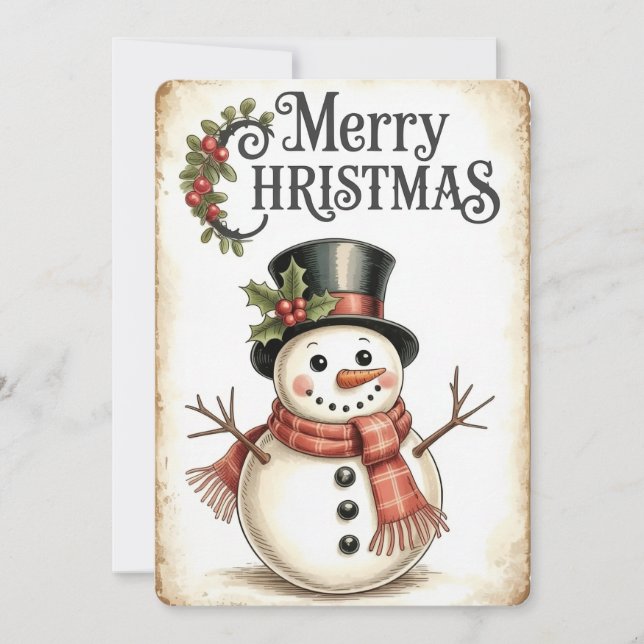 Tarjeta de felicitación de navidad vintage (Anverso)