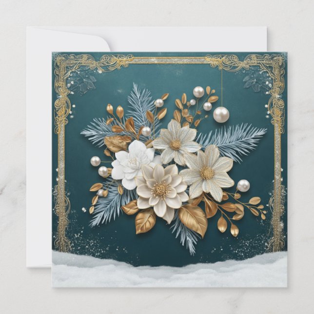 Tarjeta de felicitación de navidad vintage (Anverso)