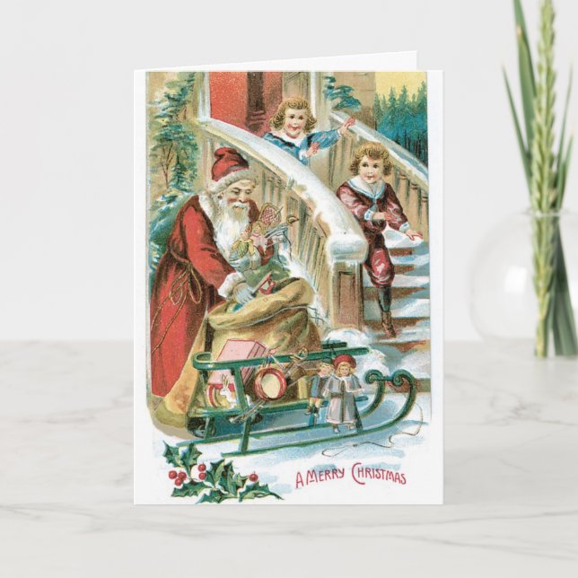 Tarjeta de felicitación de navidad vintage (Anverso)