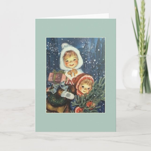 Tarjeta de felicitación de navidad vintage (Anverso)