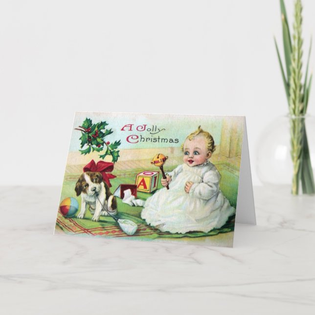 Tarjeta de felicitación de navidad vintage (Anverso)