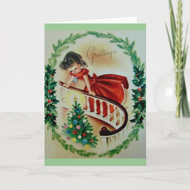 Tarjeta de felicitación de navidad vintage (Anverso)