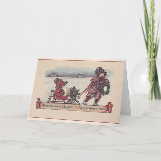 Tarjeta de felicitación de navidad vintage (Anverso)