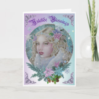 Tarjeta de felicitación de Navidad Yule de hada de