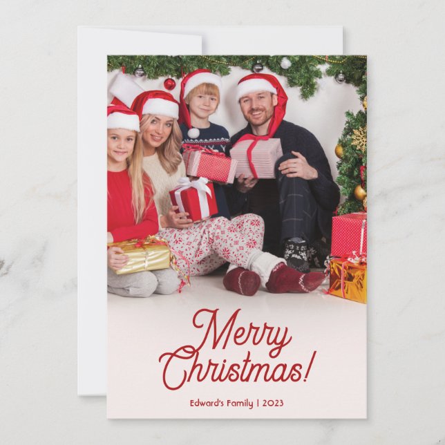 Tarjeta de felicitación de navidades con foto de P (Anverso)
