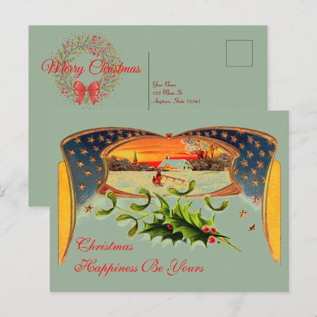 Tarjeta de felicitación de Navidades patrióticos d (Anverso / Reverso)