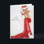 Tarjeta de felicitación de Navidades traviesos<br><div class="desc">Los chicas de los pines envían cálidos deseos para una Feliz Festividad con esta tarjeta de Navidades de estilo retro. Personalizar el mensaje interno para que se ajuste a su saludo de su familia o compañía. Incluso puedes subir una foto o un logotipo para añadir a esta tarjeta.</div>