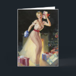 Tarjeta de felicitación de Navidades traviesos<br><div class="desc">Los chicas de los pines envían cálidos deseos para una Feliz Festividad con esta tarjeta de Navidades de estilo retro. Personalizar el mensaje interno para que se ajuste a su saludo de su familia o compañía. Incluso puedes subir una foto o un logotipo para añadir a esta tarjeta.</div>