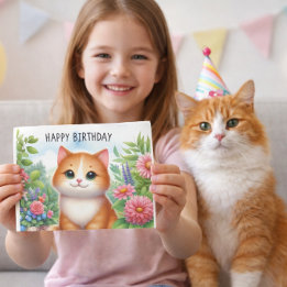 Tarjeta de Felicitación de Nieta Adorable con Gato