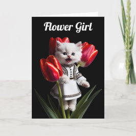 Tarjeta de felicitación de niña con flores persas 