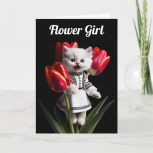 Tarjeta de felicitación de niña con flores persas