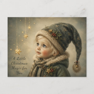 Tarjeta de Felicitación de Niño en Navidad Mágica
