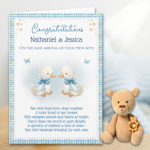 Tarjeta de Felicitación de Niños Gemelos y Ansaron